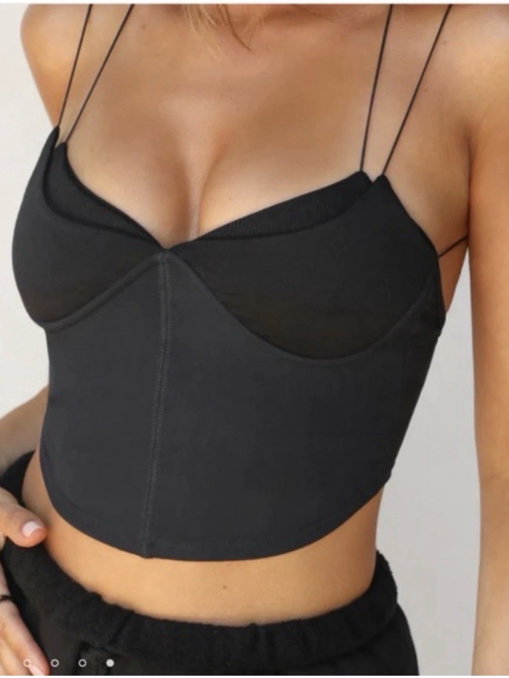Joah Brown Tri-layer Corset Top; Sueded Black. S/M